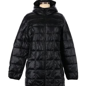 Aventure Long Black Puffer Coat Jacket LARGE